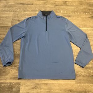 Bugatchi Men's  1/4 Zip Sweater Pullover Blue Stretch Designer Golf Large